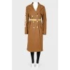 Printed trench coat with waistband