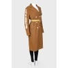Printed trench coat with waistband