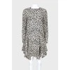Silk dress with black drops print
