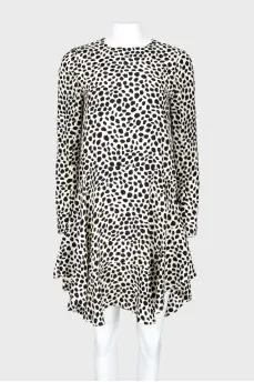 Silk dress with black drops print