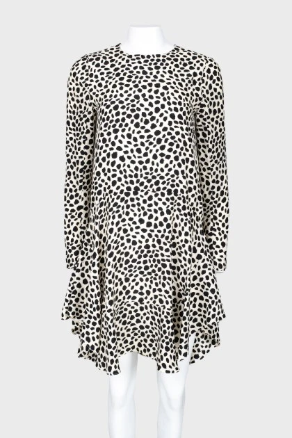 Silk dress with black drops print