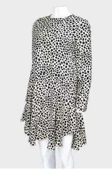 Silk dress with black drops print