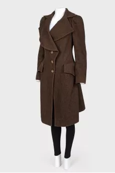 Asymmetric woolen coat