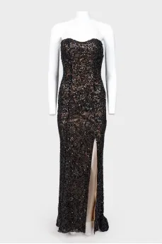 Evening silk dress with sequins