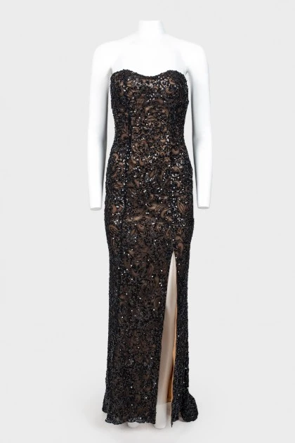 Evening silk dress with sequins