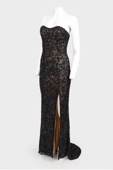Evening silk dress with sequins