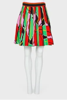 Pleated skirt with print