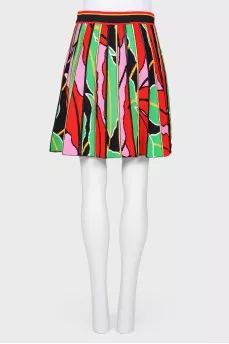 Pleated skirt with print