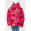 Pink printed jacket with tag