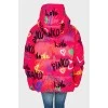 Pink printed jacket with tag