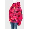 Pink printed jacket with tag