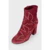 Suede eyelet boots