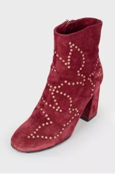 Suede eyelet boots