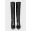 Leather wedge boots