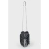 Bag in the form of a heart, with fringe