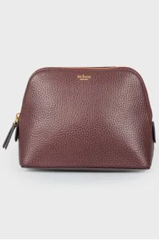 Leather cosmetic bag