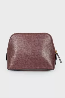 Leather cosmetic bag