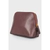 Leather cosmetic bag