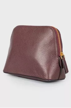 Leather cosmetic bag