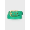 Leather belt with golden buckle