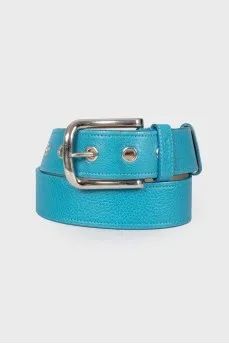 Leather belt with silver buckle