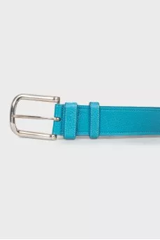 Leather belt with silver buckle