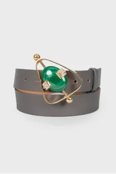 Leather belt with curly buckle
