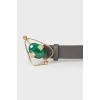 Leather belt with curly buckle