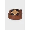 Leather belt with massive buckle