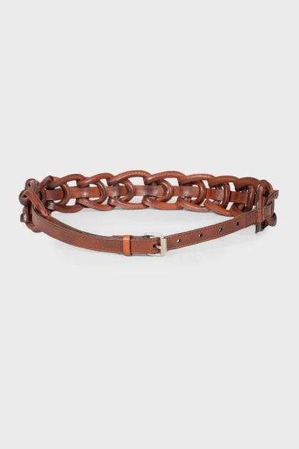Woven leather belt