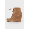 Suede wedge ankle boots