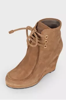 Suede wedge ankle boots