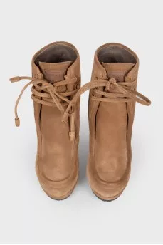 Suede wedge ankle boots