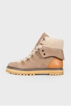 Brown lace-up boots
