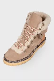 Brown lace-up boots