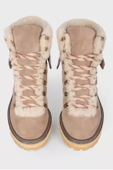 Brown lace-up boots