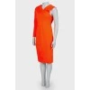 One sleeve bright red dress