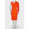 One sleeve bright red dress