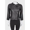Black leather jacket with side zip