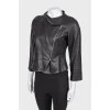 Black leather jacket with side zip
