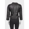 Black leather jacket with side zip