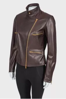 Textured leather jacket