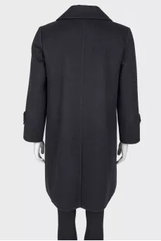 Черное двубортное пальто