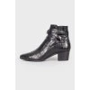 Leather texture ankle boots