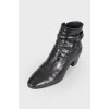 Leather texture ankle boots