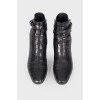 Leather texture ankle boots