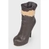 High-heeled leather ankle boots
