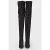 Suede wedge over the knee boots