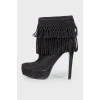 Fringed suede ankle boots