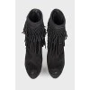 Fringed suede ankle boots